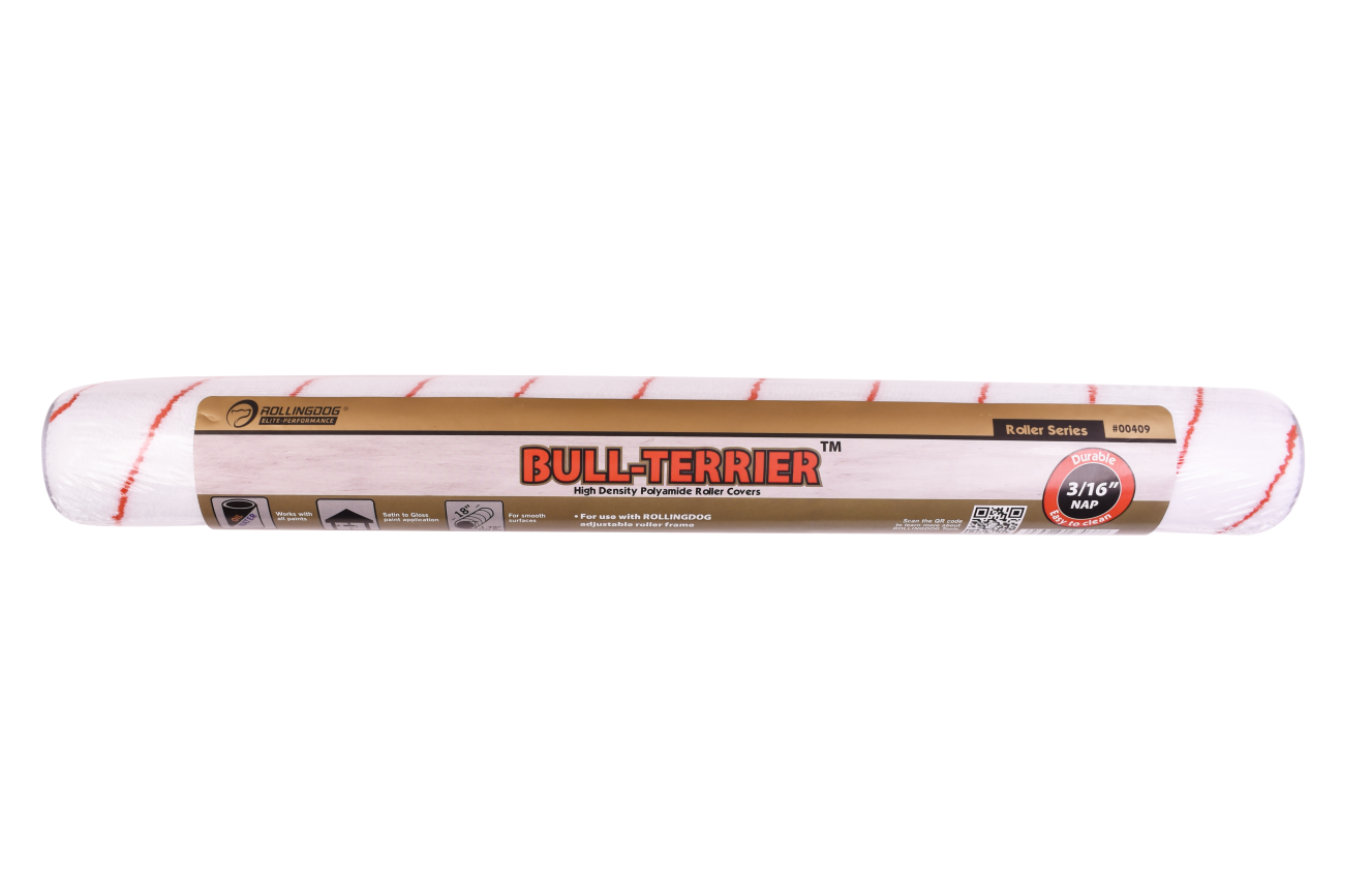 00409 18" BULL-TERRIER™ high density polyamide roller cover with 3/16" nap
