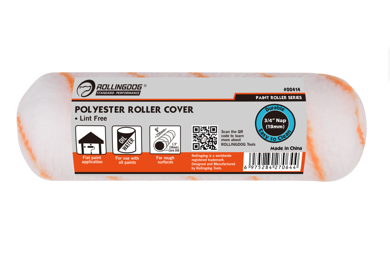 00414-9" polyester roller cover with 3/4" nap for textured walls