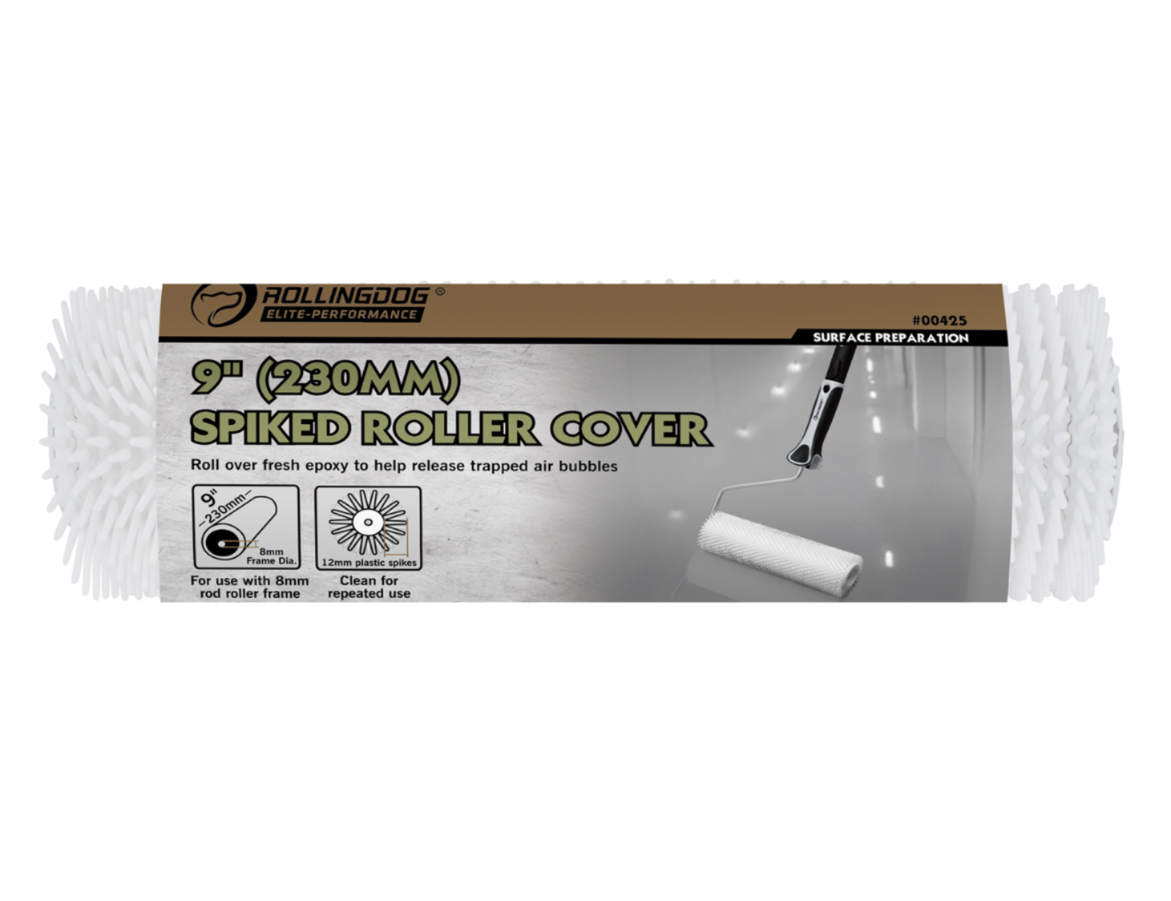 00425 Rolling Dog spiked roller cover for epoxy floors