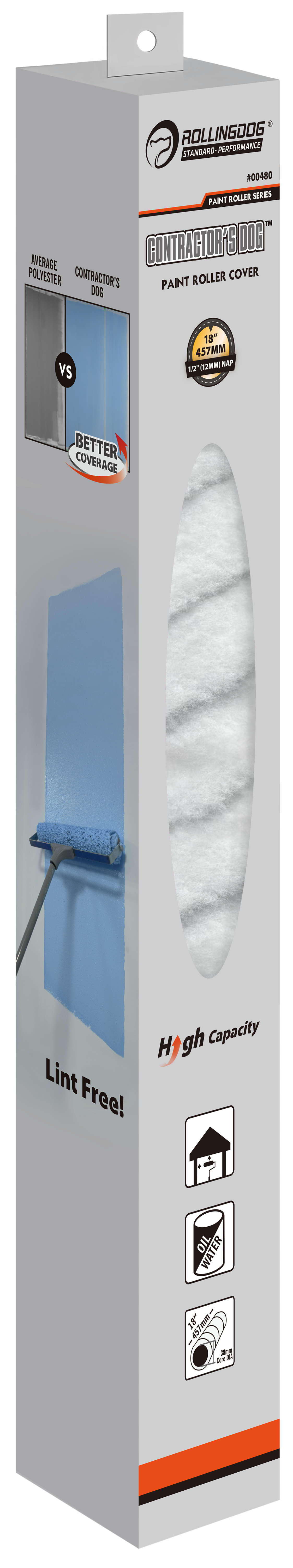 ROLLINGDOG USA 18" CONTRACTOR'S DOG™ Polyester Paint Roller Cover – (Multiple Nap Sizes) | Application View | Pro Tool Haus