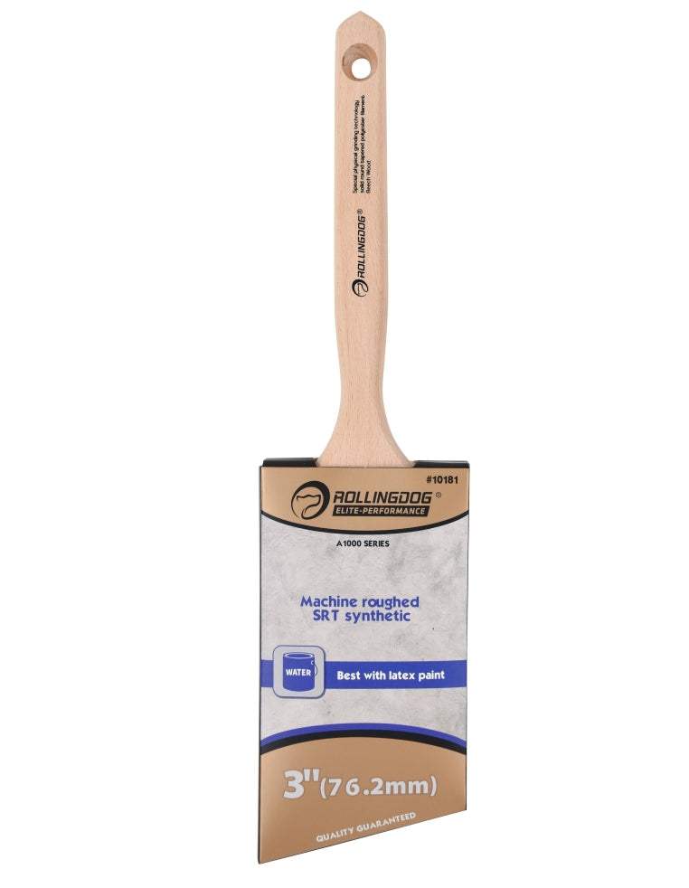 ROLLINGDOG USA A1000 Series Angular Paint Brush -  Machine Roughed, Synthetic Filament with Long Beech Wood Handle (Multip...
