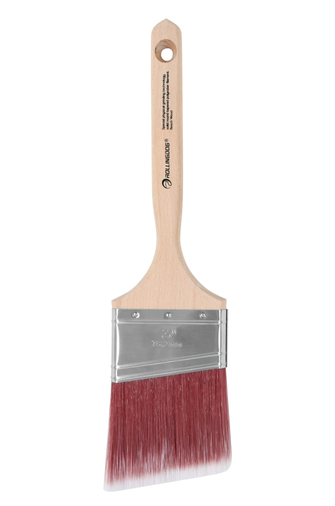 ROLLINGDOG USA A1000 Series Angular Paint Brush -  Machine Roughed, Synthetic Filament with Long Beech Wood Handle (Multip...