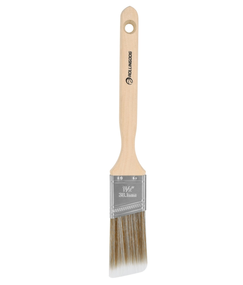 ROLLINGDOG USA W1000 Series Long-Handle Angular Paint Brushes | SRT Synthetic Bristles with Maple Wood Handle (Multiple Si...