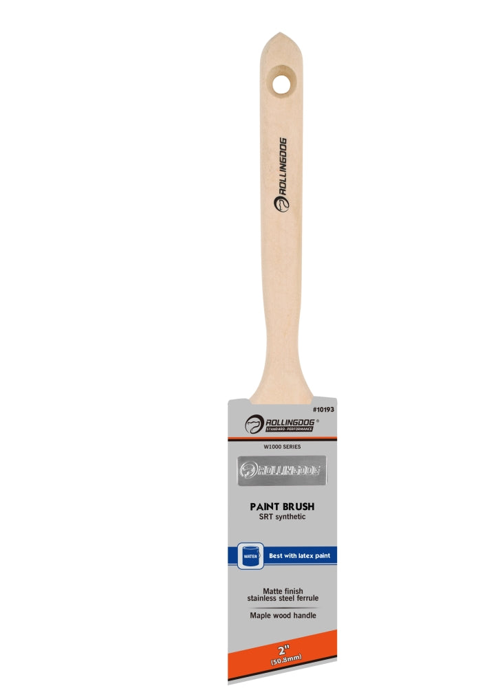 ROLLINGDOG USA W1000 Series Long-Handle Angular Paint Brushes | SRT Synthetic Bristles with Maple Wood Handle (Multiple Si...