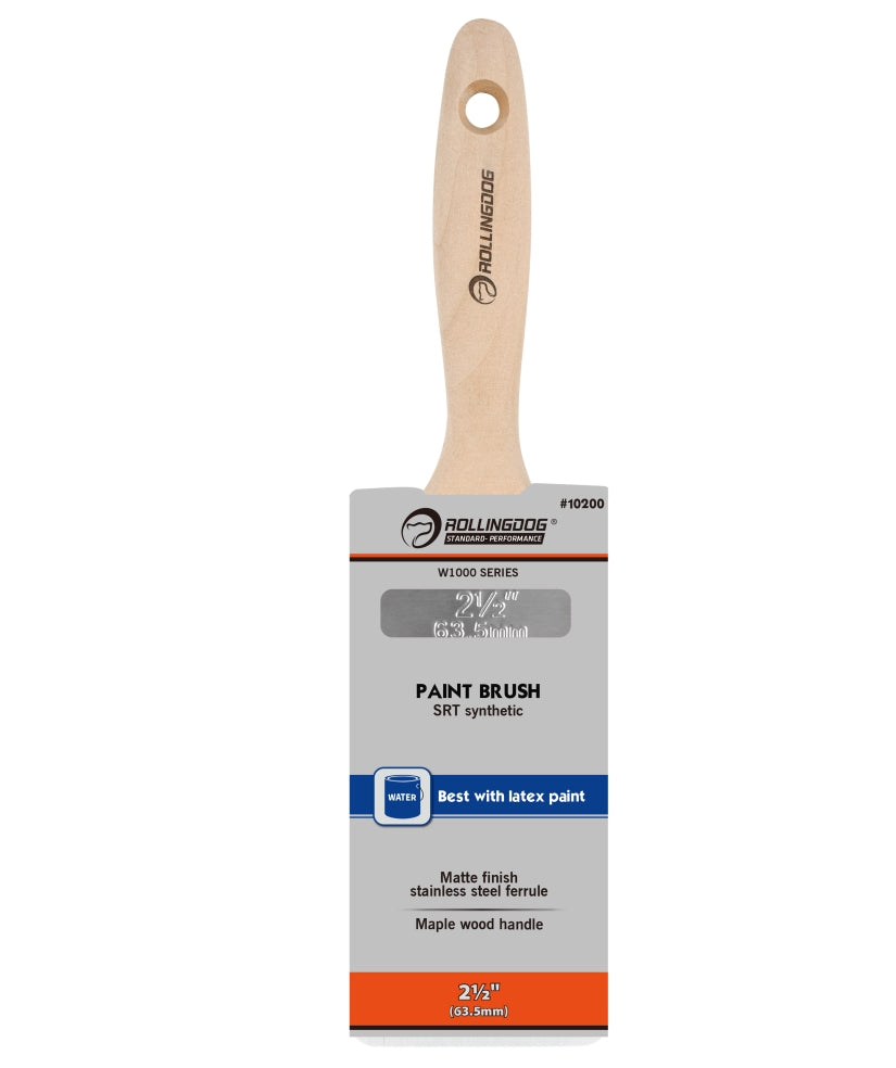 ROLLINGDOG USA 1" - 3" W1000 Series Flat Paint Brushes | SRT Synthetic Filament with Maple Wood Handle | Application View ...