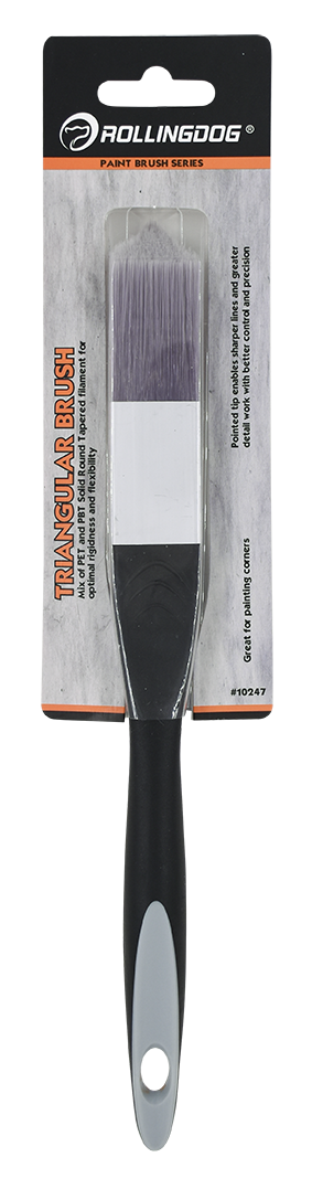 10247 DETAIL PRO™ triangle side brush with aluminum ferrule and soft rubber grip handle