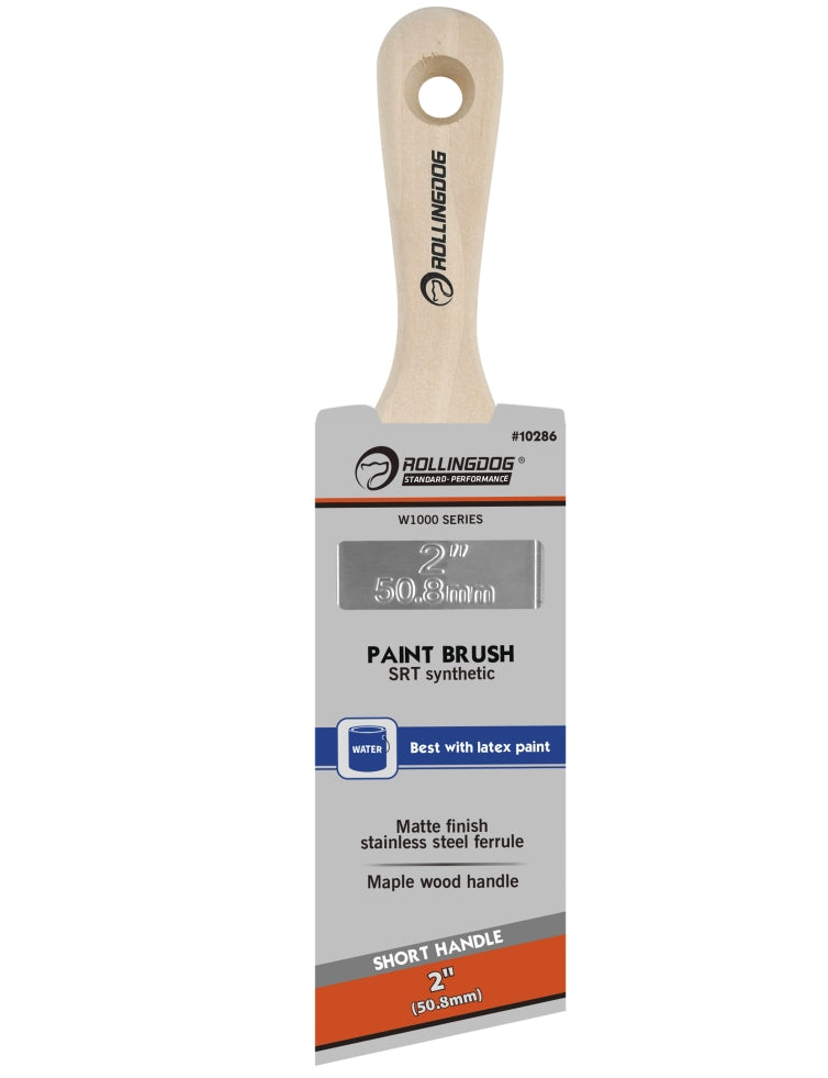 ROLLINGDOG USA W1000 Series Short-Handle Angular Paint Brushes – SRT Synthetic Bristles with Maple Wood Handle (Multiple S...