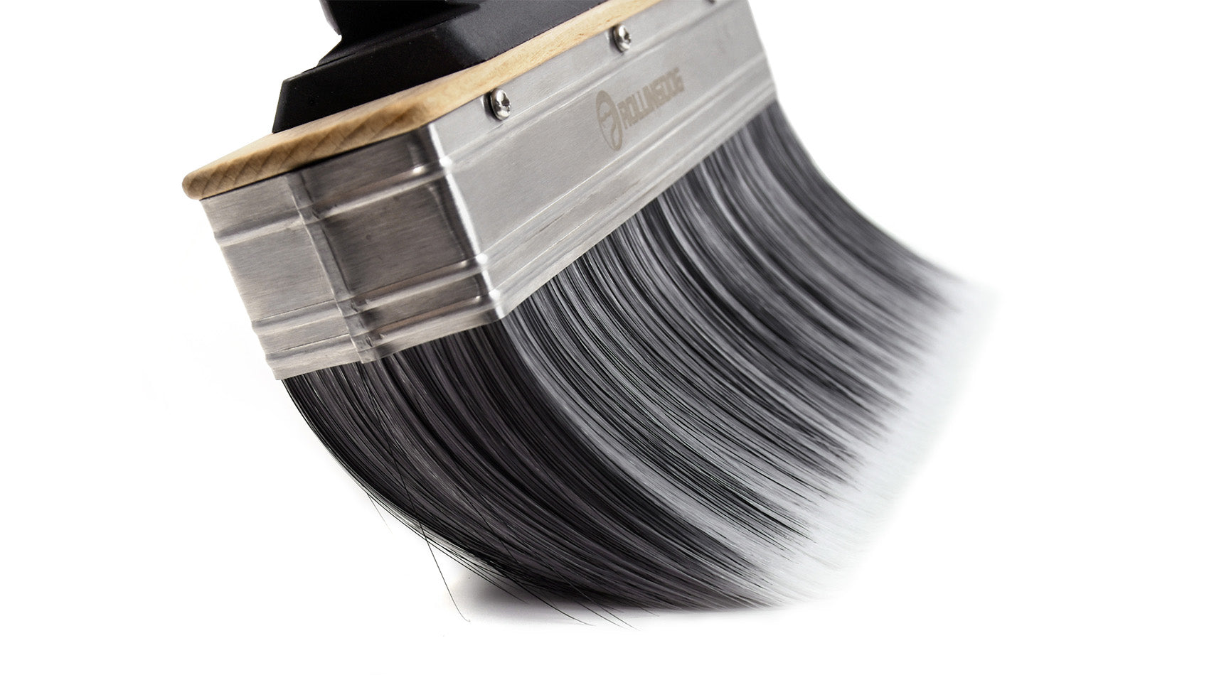 Paintbrush with black paint on a white background