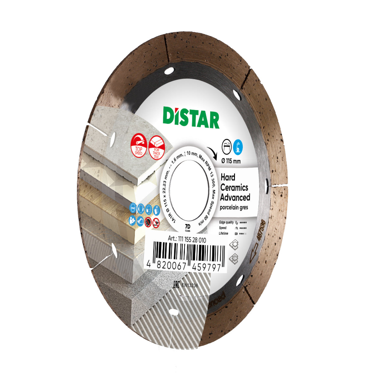 Side view of DISTAR diamond blade with laser segmentation