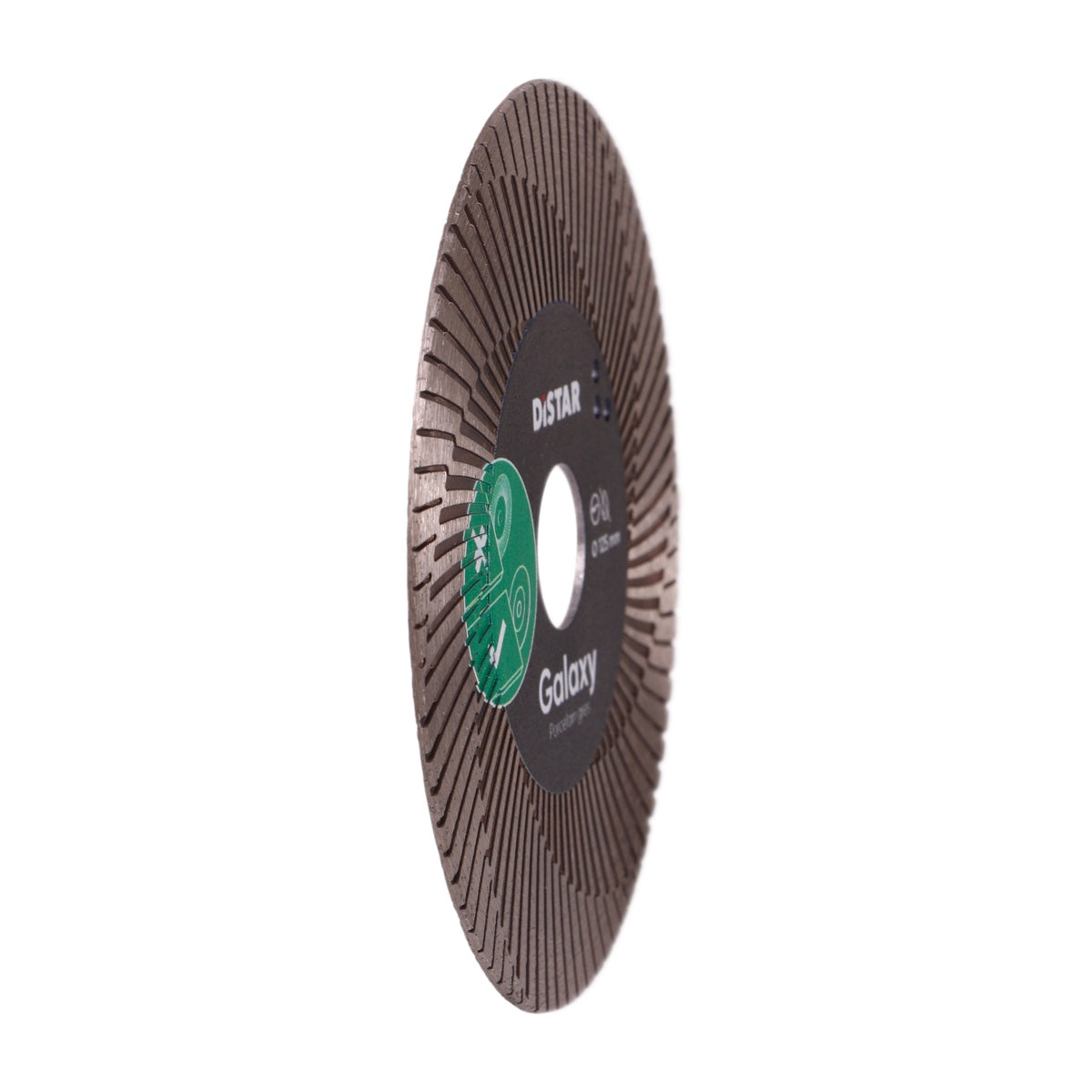 Flap disc with Distar brand logo on a white background 125mm diamond blade