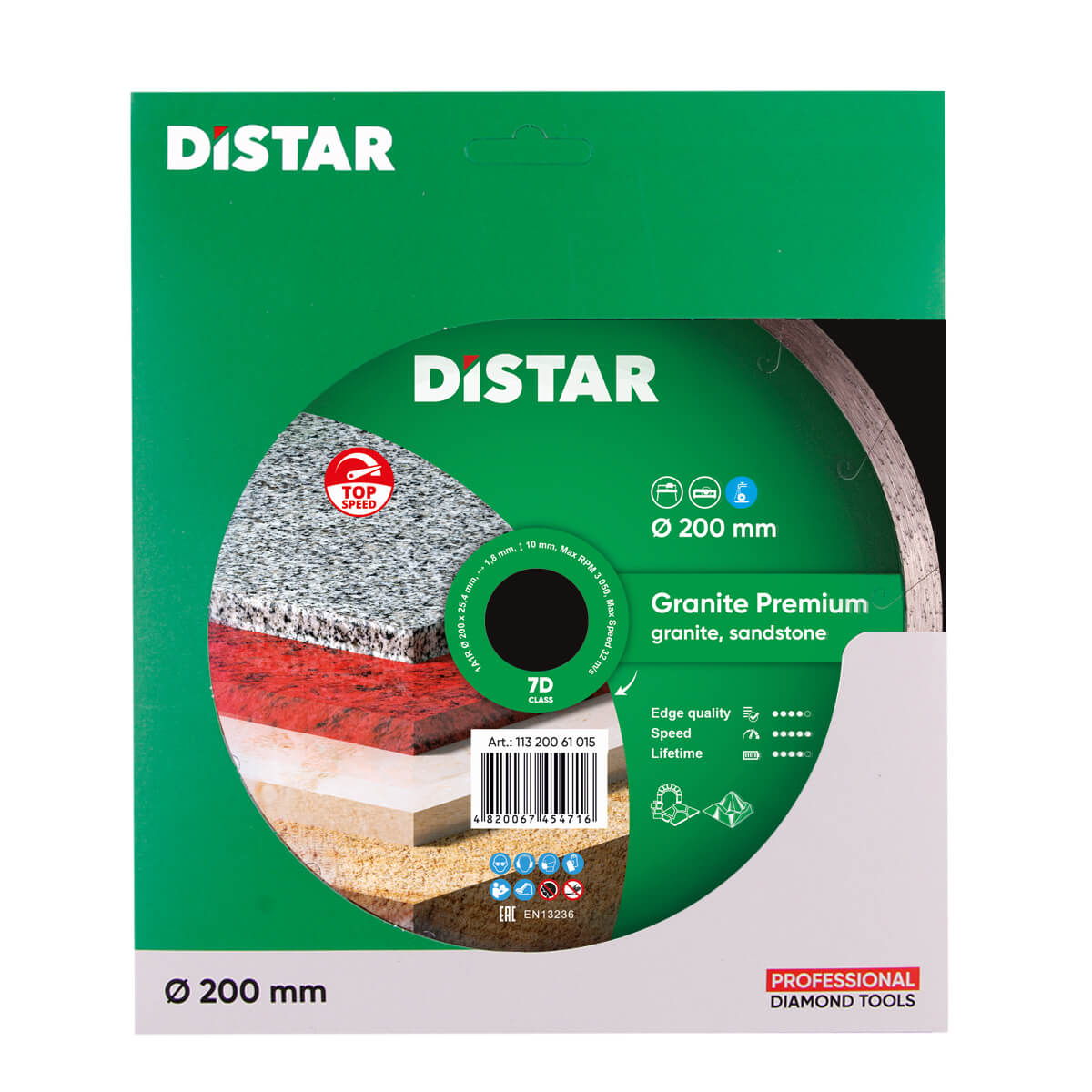 Distar diamond blade packaging with green and white design on a white background