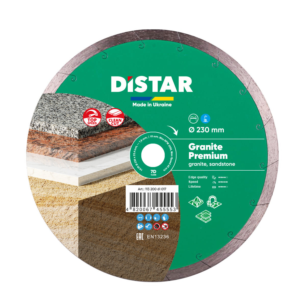 Distar diamond cutting disc for granite on a white background