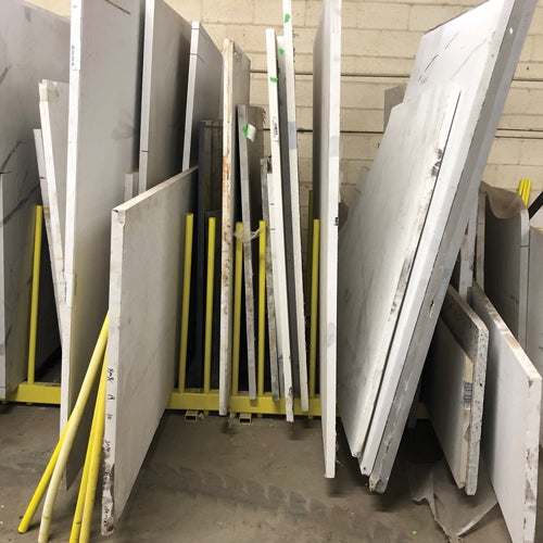 Weha 5' Yellow Heavy-Duty Remnant Rack | Close-up Detail | glass rack | Pro Tool Haus