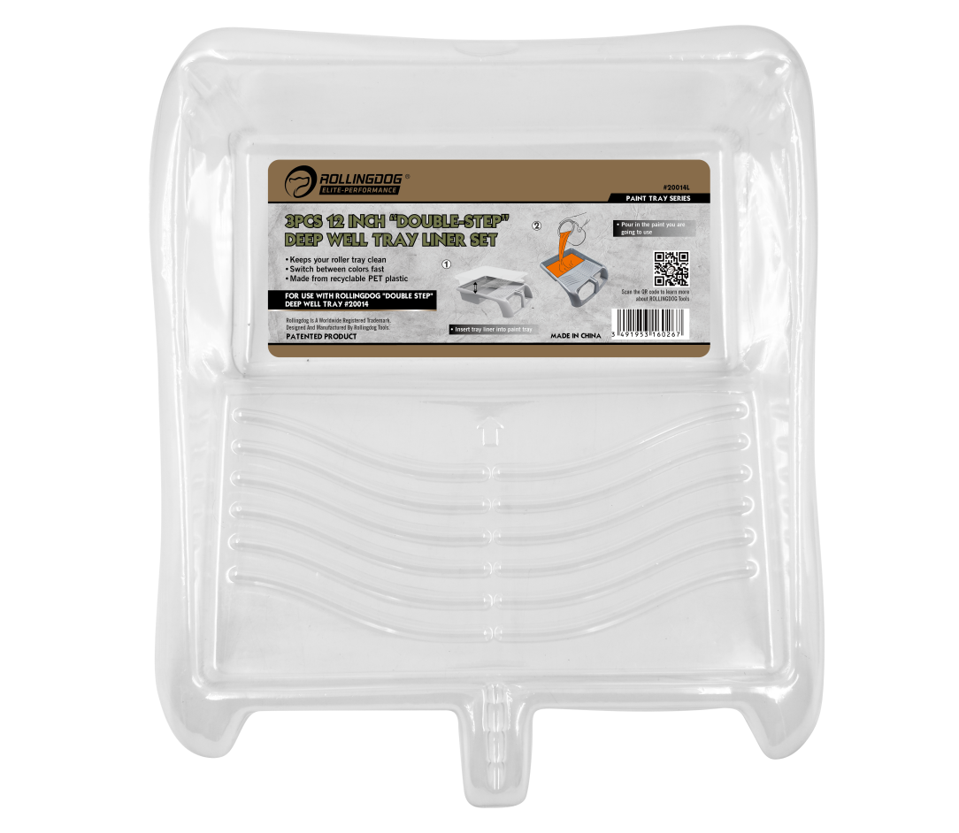 20014L 12_inch_Double-Step_Deep_Well_Paint_Tray_Liner_Disposable_Plastic