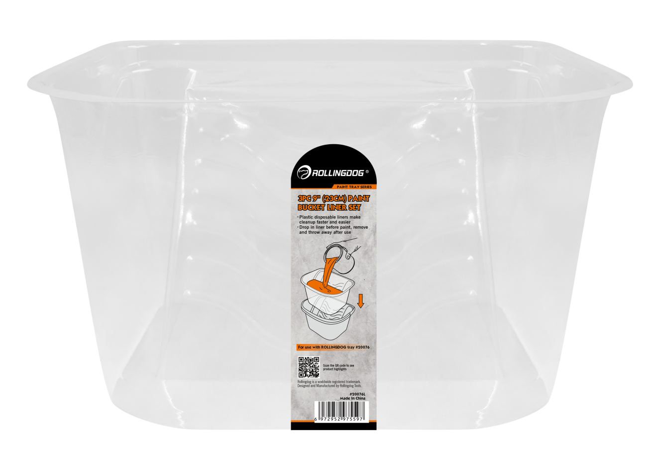 20076L 9-inch_paint_bucket_liners_5-pack_durable_PET_plastic