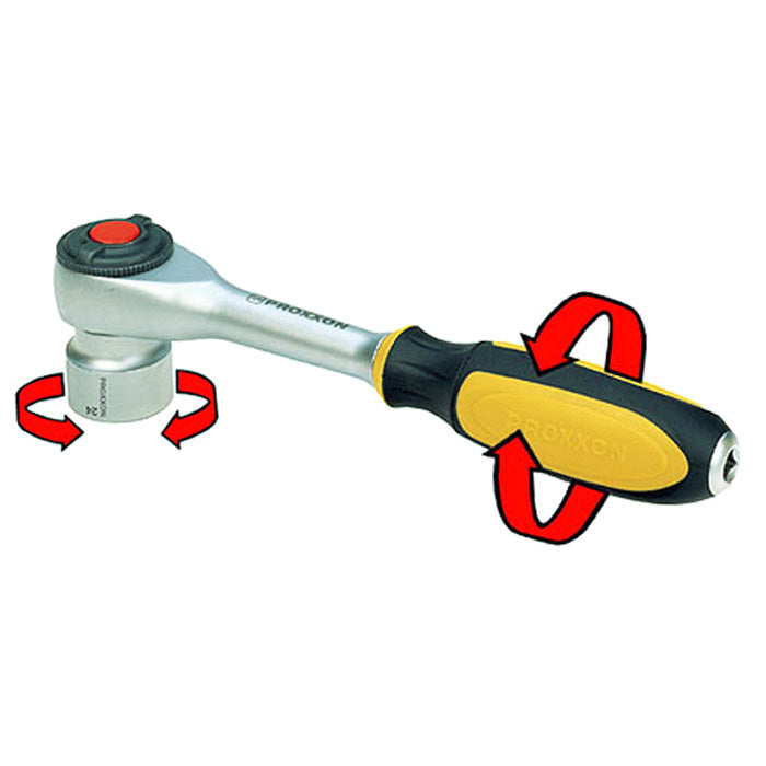 Proxxon Rotary Ratchet 3/8" — 52-Tooth Fine Drive with Offset Function & Quick Release (No. 23083)