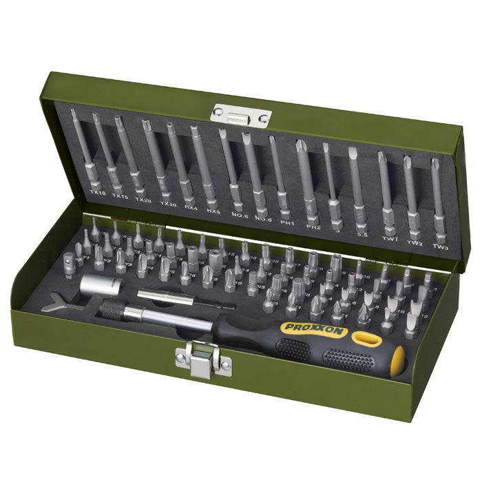 Proxxon 75-Piece Super Safety & Specialty Bit Set — 1/4" Drive, TX, Allen, Tri-Wing, XZN & More (No. 23107)