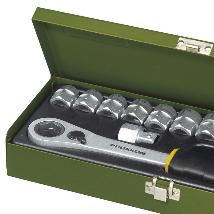Proxxon Specialist Workshop Set 1/2" — 14-Piece with Ratchet & Tubular Spanners, 13–27mm (No. 23604)