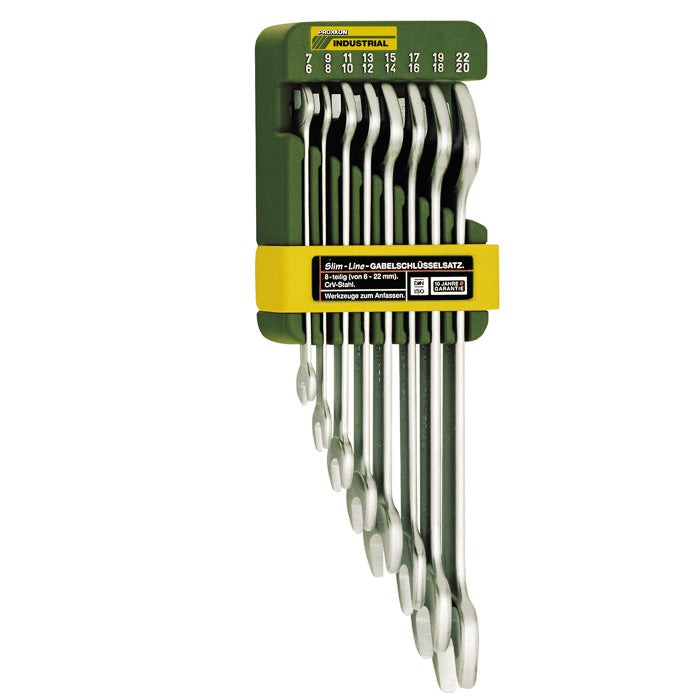 Proxxon SlimLine Open-End Spanner Set with Holder — 8-Piece Metric, 6–22mm (No. 23800)