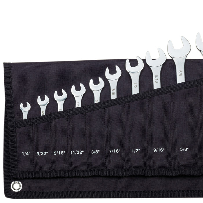 Proxxon SlimLine Combination Spanner Set — 12-Piece Imperial, 1/4" to 13/16" in Canvas Roll Bag (No. 23816)