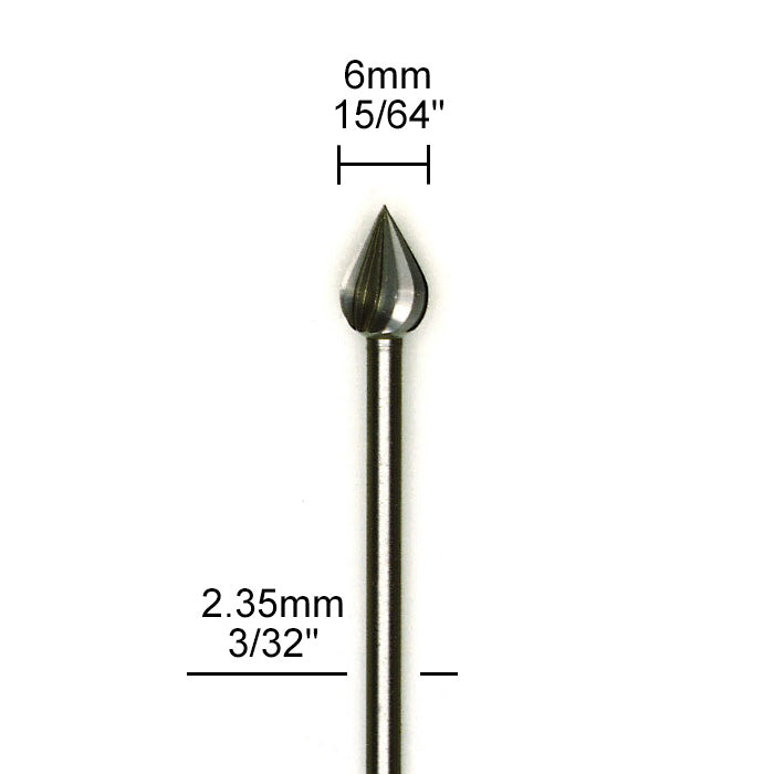 Proxxon Tungsten vanadium cutter, flame, 2 pcs., Ø 15/64" | Detail View | Pro Tool Haus