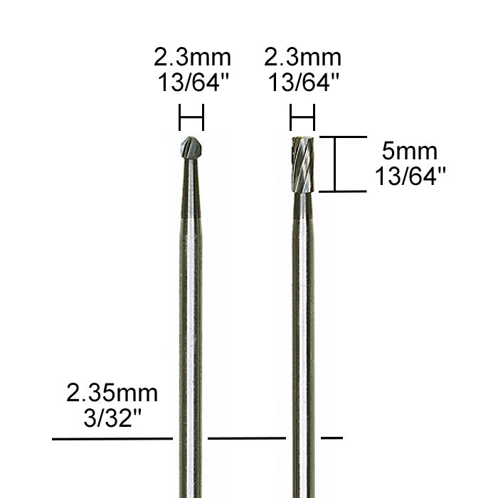 Proxxon Set of Tungsten carbide cutters, 2 pcs. (one sphere, one cylinder) | Detail View | Pro Tool Haus