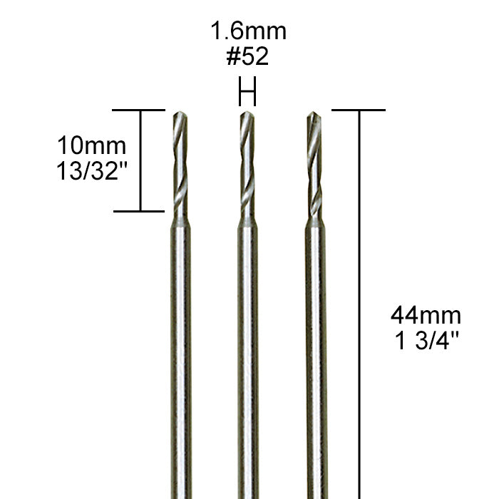 Proxxon Tungsten vanadium micro twist drills, 3 pcs., Ø 1/16" (1,6 mm) | Detail View | Pro Tool Haus