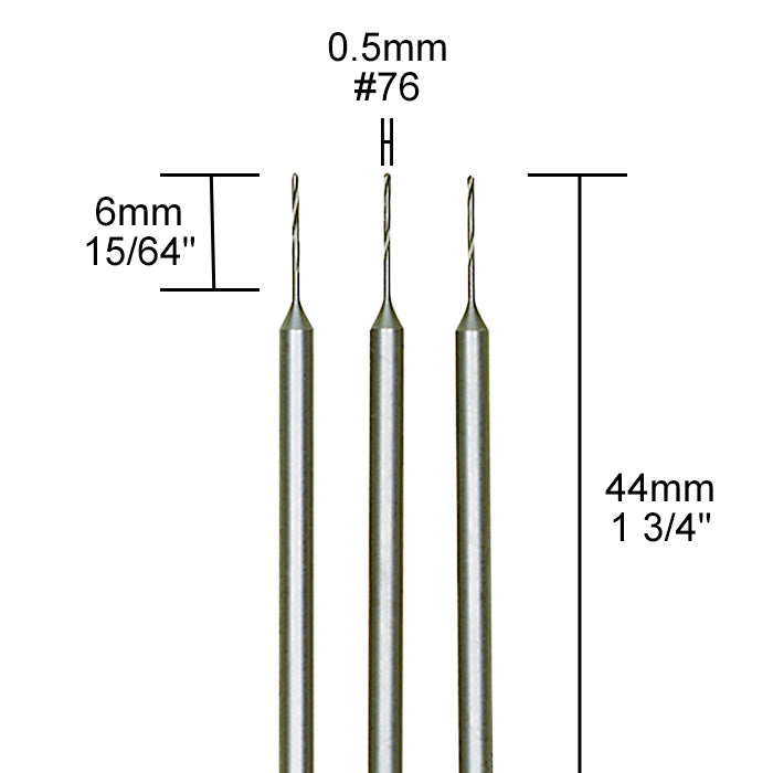 Proxxon Tungsten vanadium micro twist drills, 3 pcs., Ø 1/64" (0,5 mm) | Detail View | Pro Tool Haus