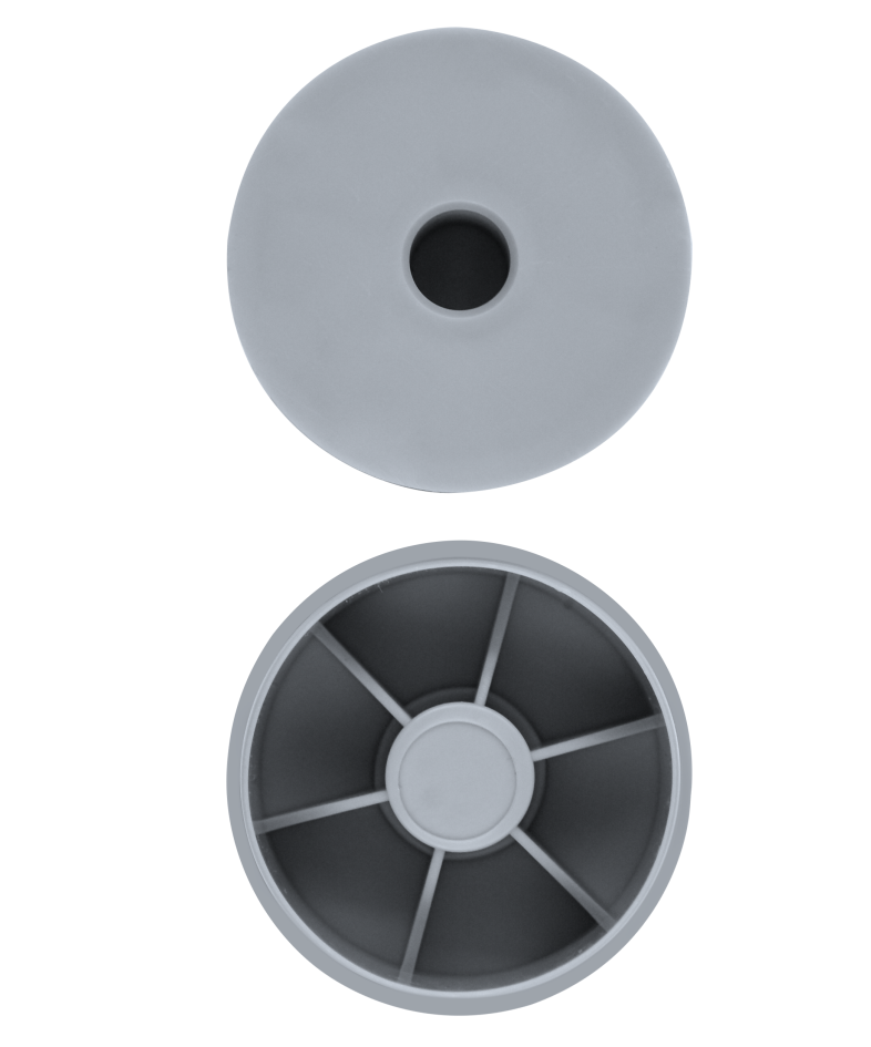 Close-up of durable plastic roller cover end caps