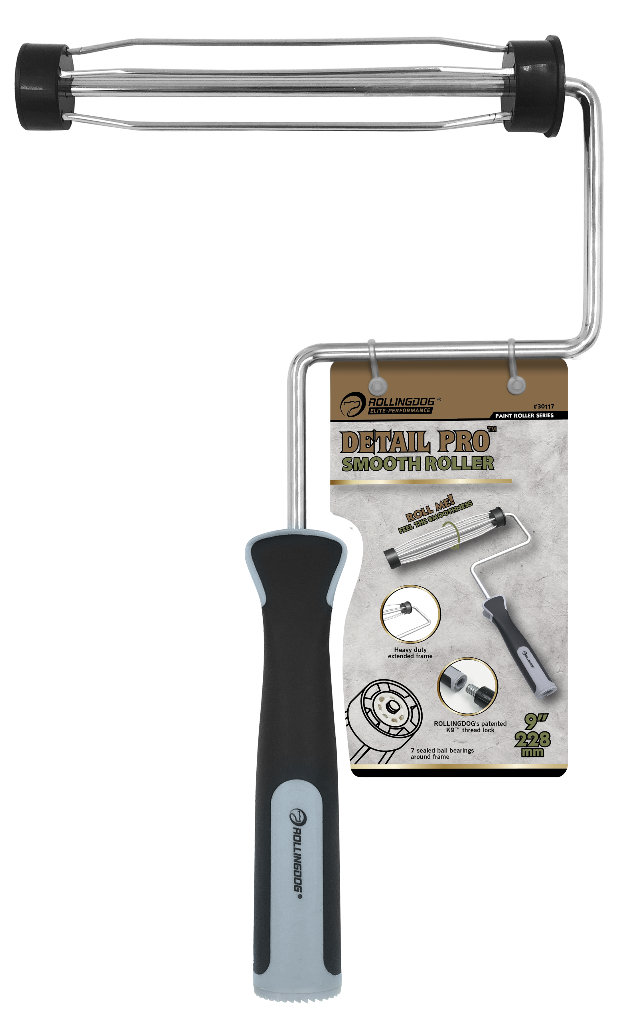 ROLLINGDOG USA K9™ 9" Smooth Roller Frame – 5 Wire Cage with Sealed Bearings | Detail View | Pro Tool Haus