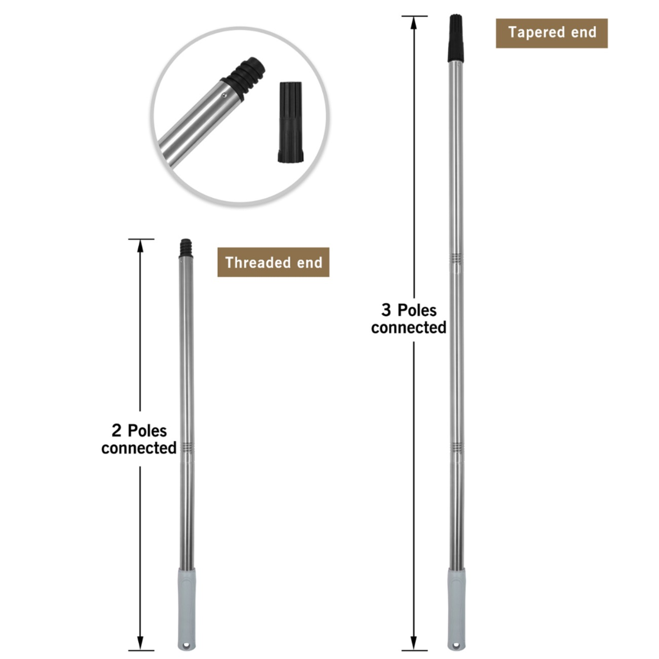40076-close up of 3 piece threaded extension pole