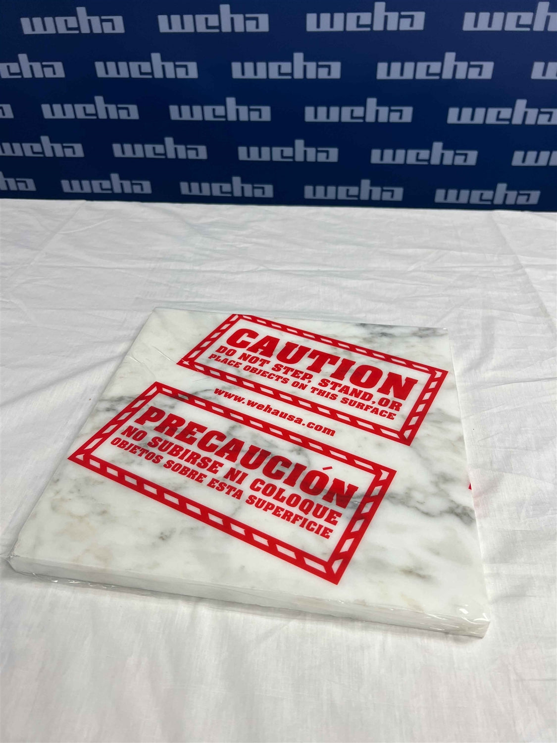 Weha Clear Countertop Protective Film - Caution Marked | Specification View | bilingual print | Pro Tool Haus