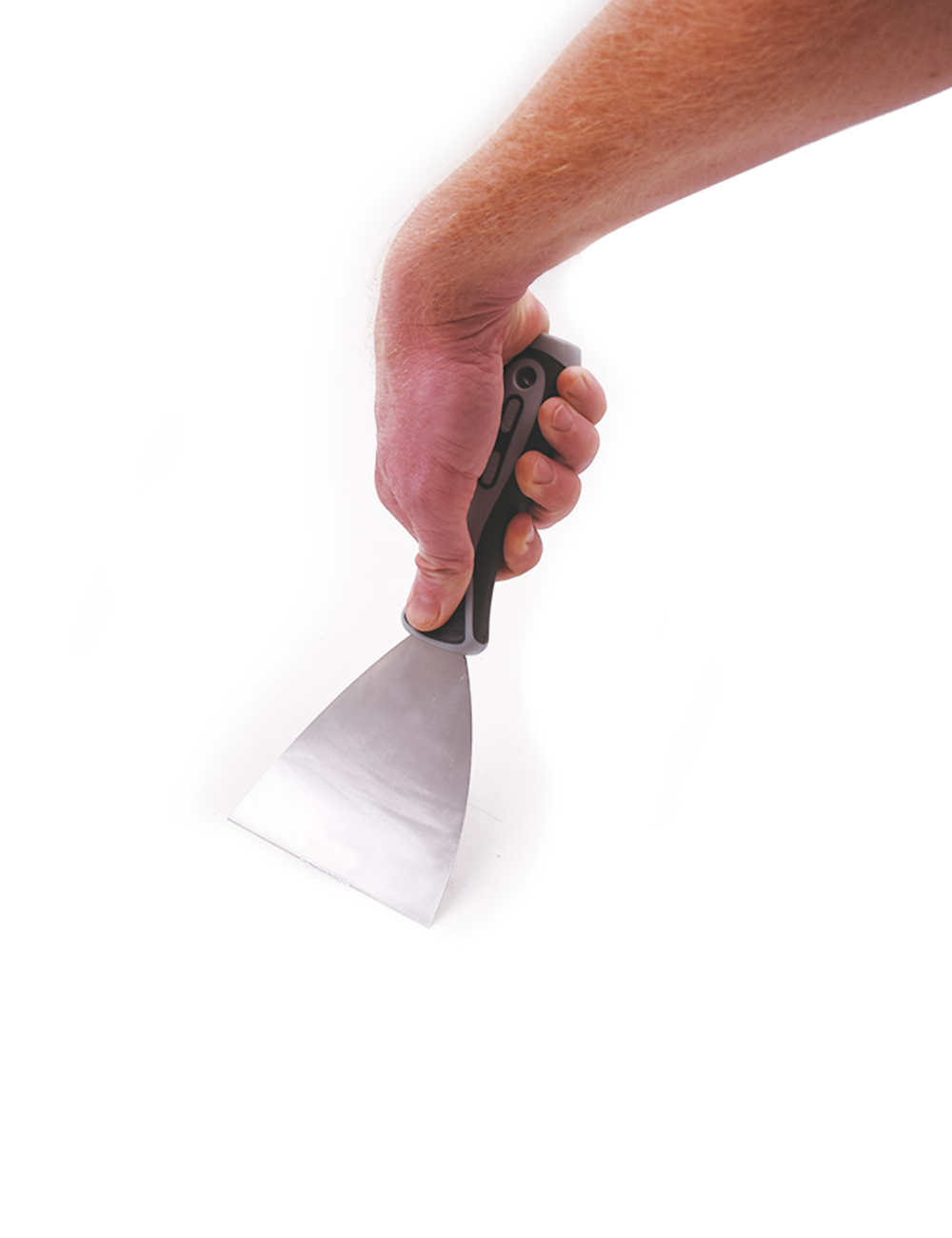 50005-DIY painter using 4 inch joint knife to patch drywall surface with compound