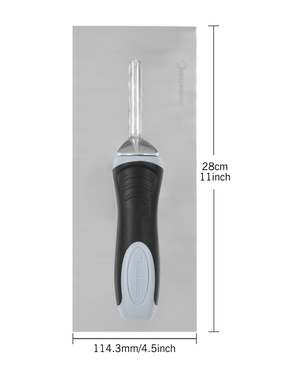 50100-dimensions of Stainless steel plastering trowel with ergonomic soft grip handle