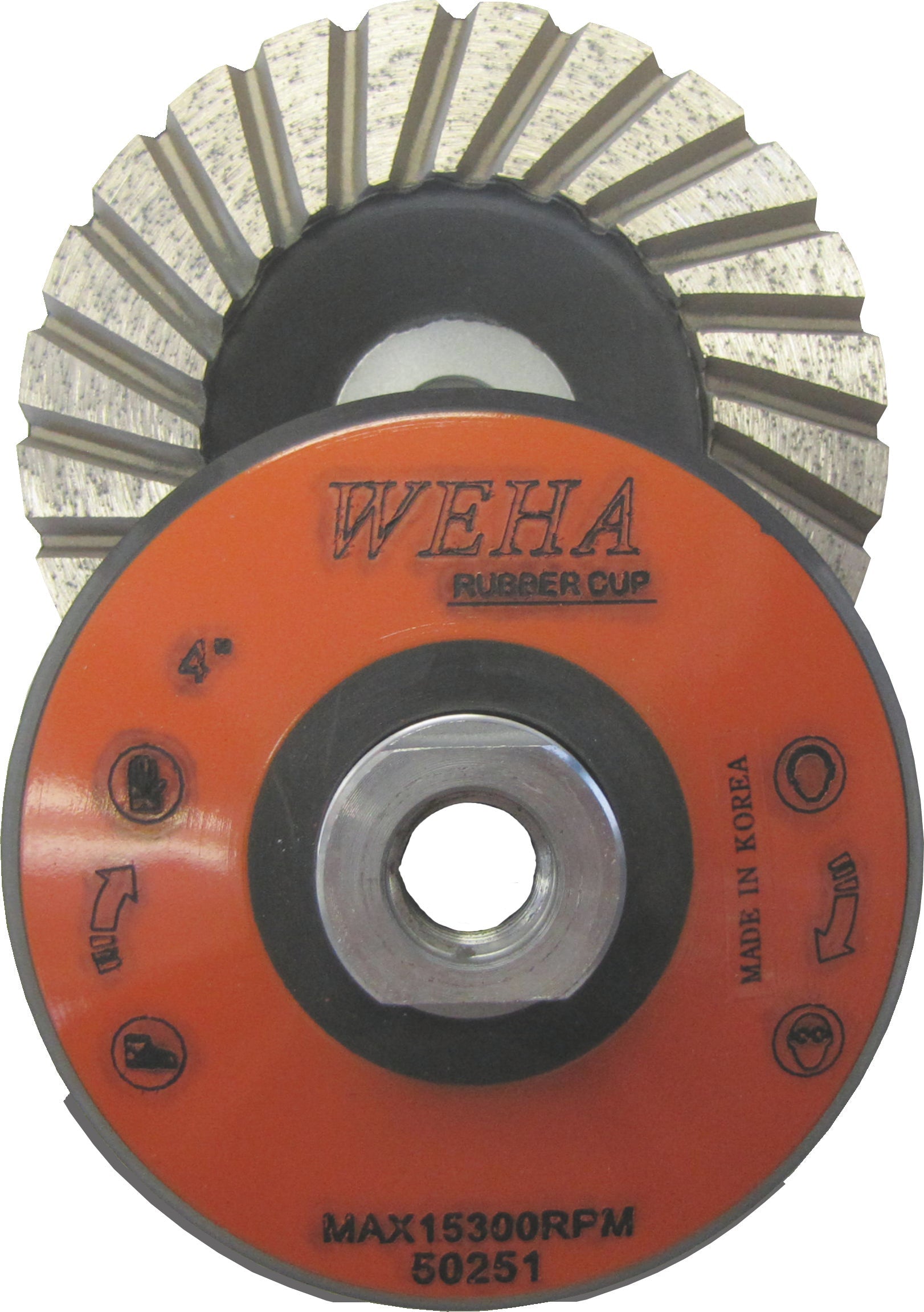 Weha 4" Rubber Diamond Cup Wheel | Detail View | angle grinder | Pro Tool Haus