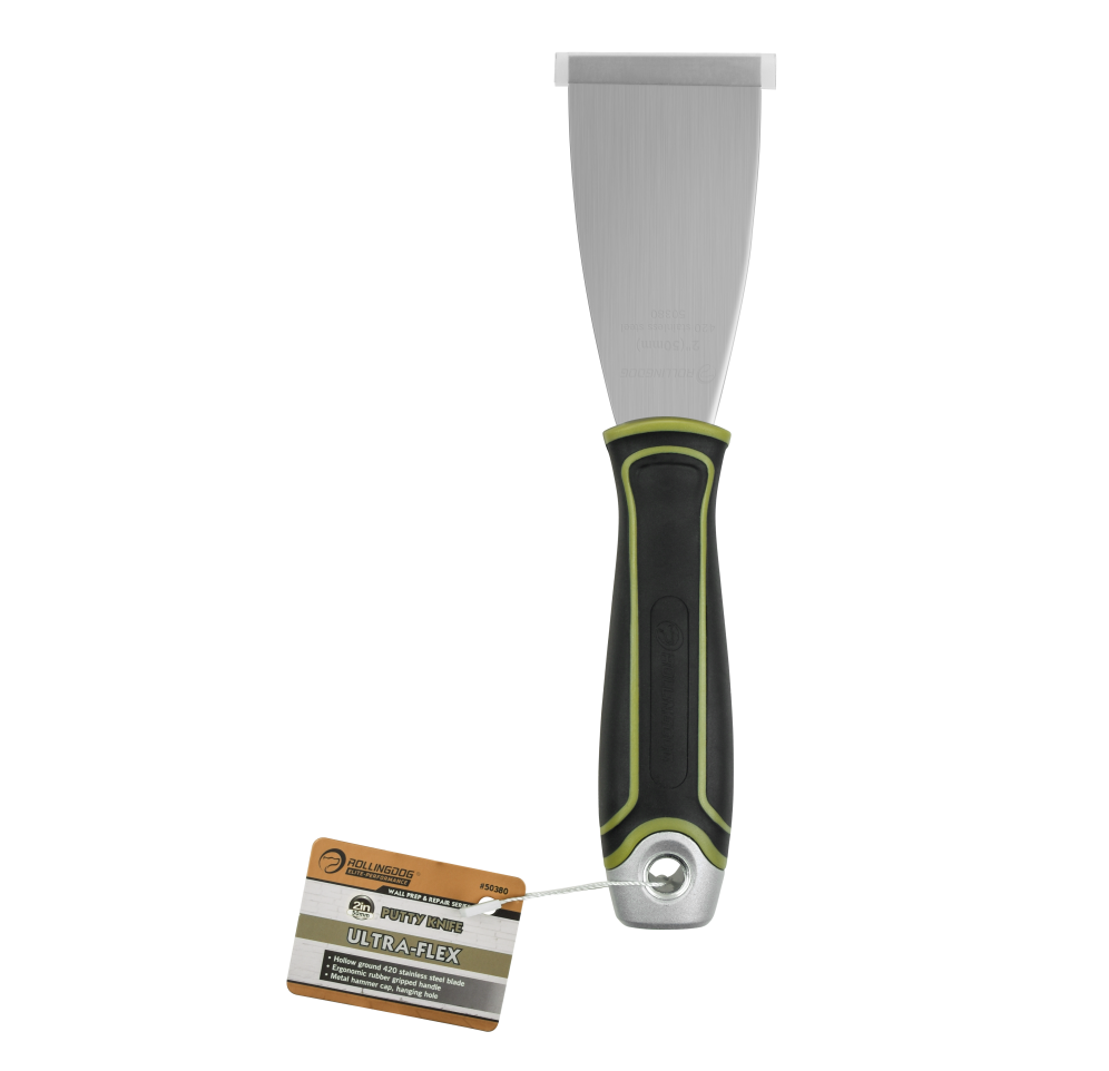 50380 2" Greyhound Series ultra-flex putty knife with stainless steel blade and hammer cap