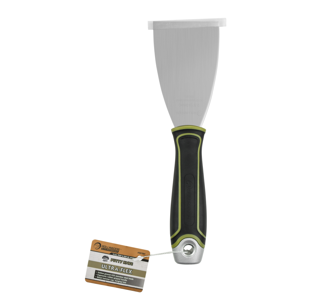 50381 2.5" Greyhound Series ultra-flex putty knife with stainless steel blade and hammer cap