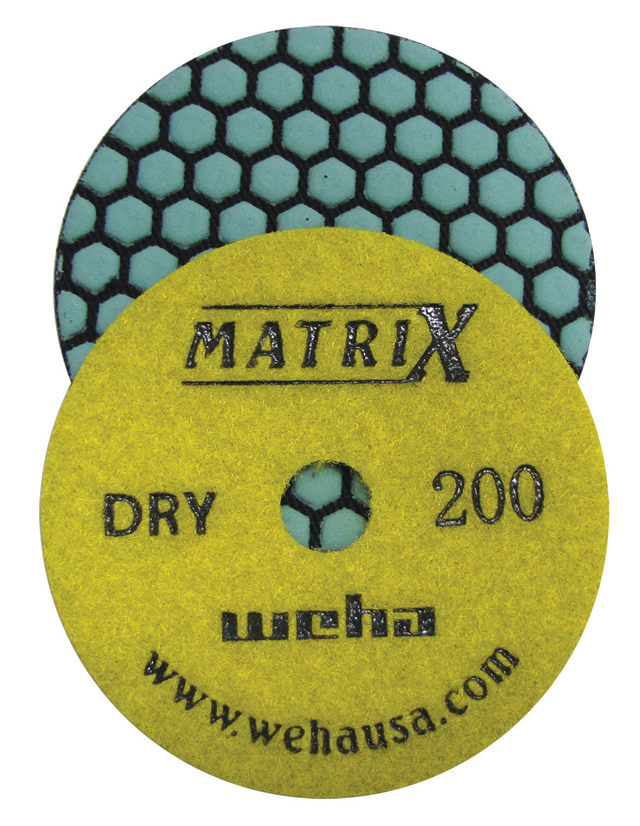 Weha 4" Matrix Dry 7 Step Diamond Polishing Pads | Close-up Detail | diamond polishing pad | Pro Tool Haus