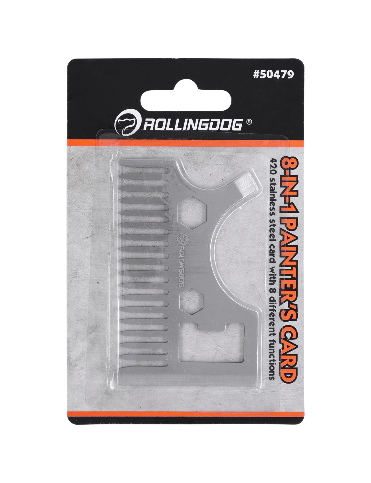 ROLLINGDOG USA 8-in-1 Painter’s Card – 420 Stainless Steel Multi-Function Paint Tool | Feature Detail | Pro Tool Haus