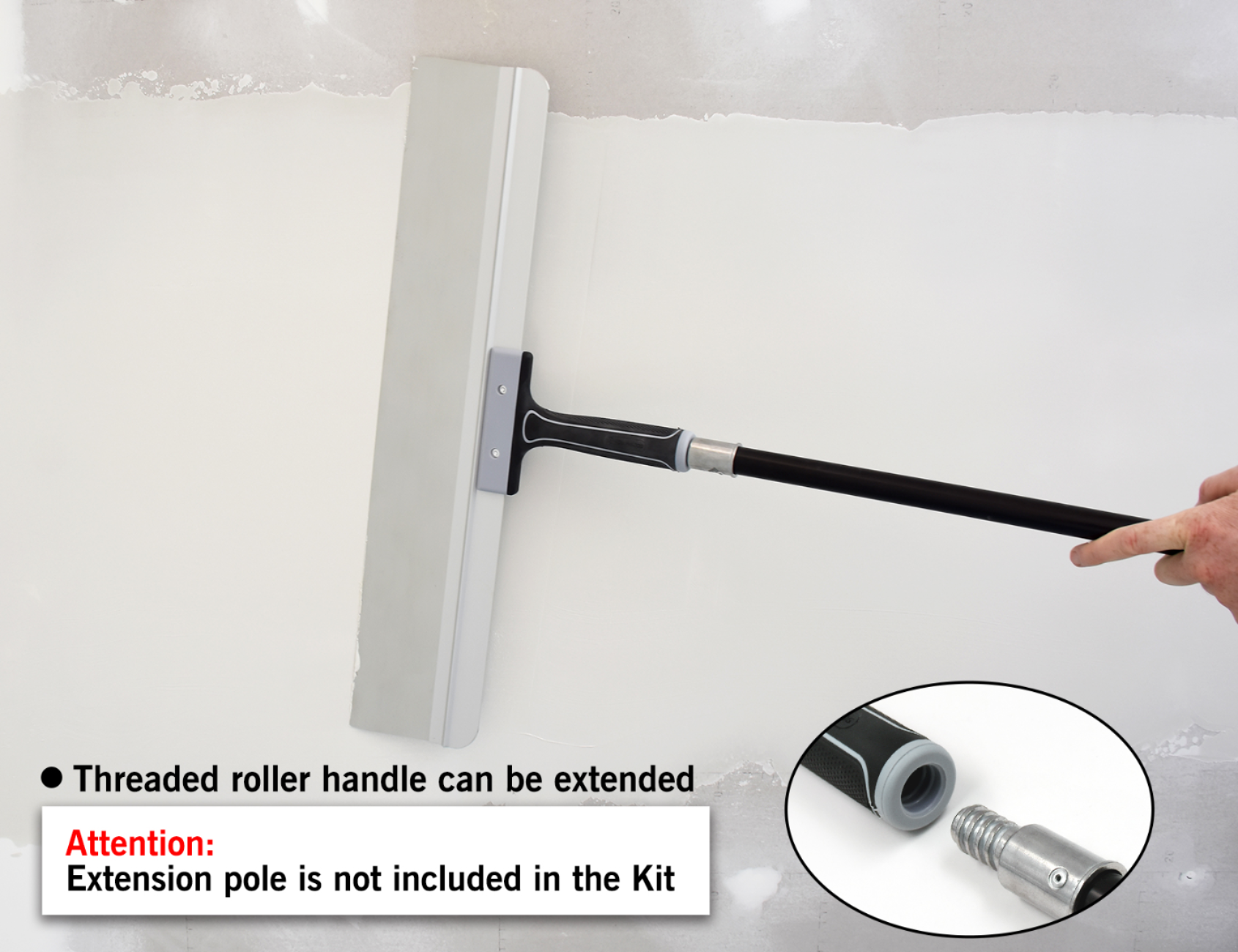 50504-Close-up of 23-inch taping knife showing stainless steel blade and aluminum clip