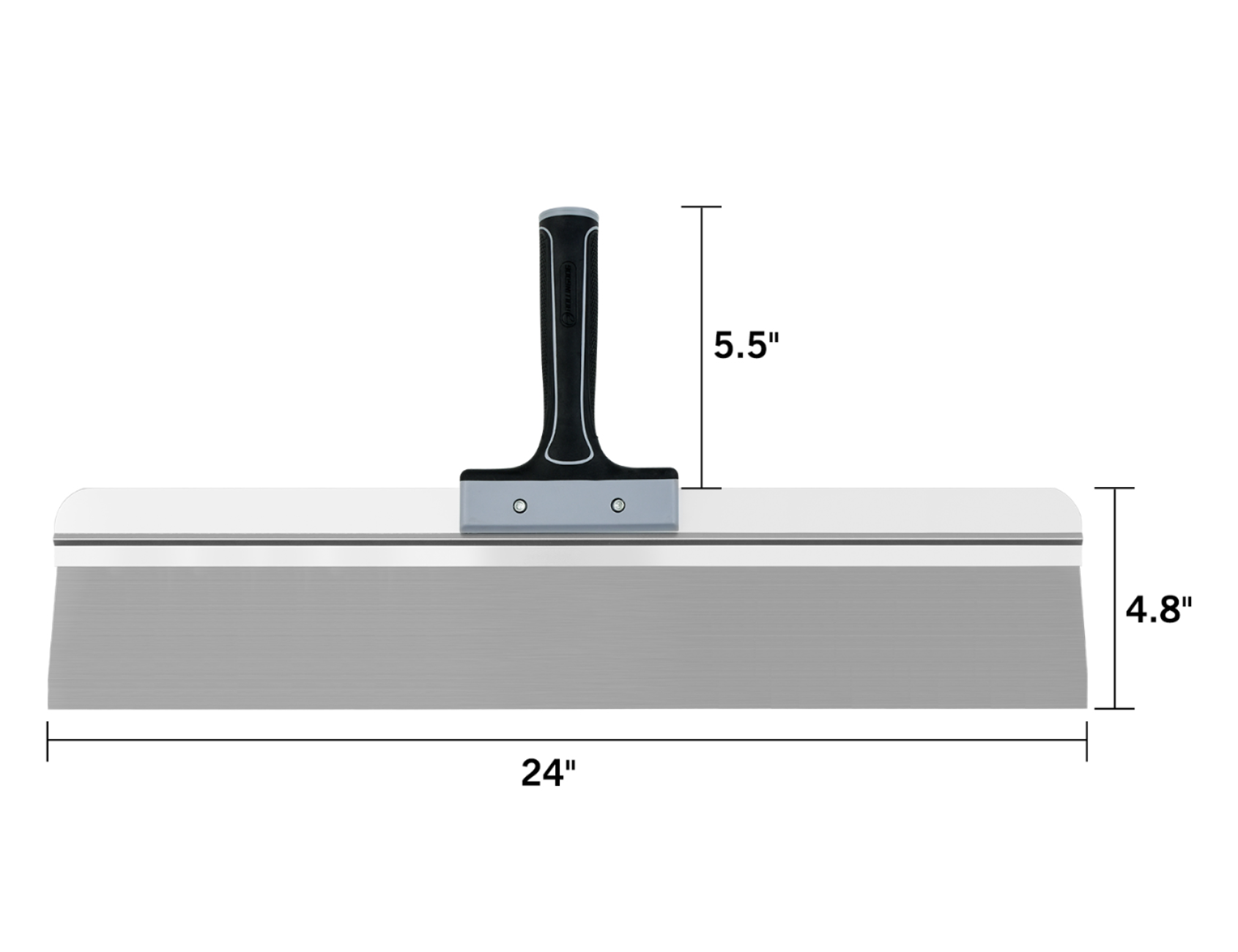 50504-dimensions of 50504-23-inch flexible taping knife with stainless steel blade and rubber handle