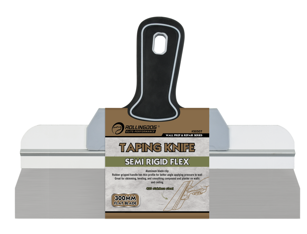ROLLINGDOG USA Taping Knife - Semi-Rigid 420 Stainless Steel  – Professional Skimming & Joint Knife (Multiple Sizes) | Det...