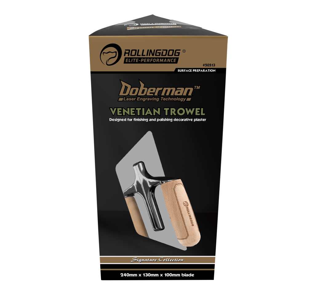DOBERMAN series 9" plaster finishing trowel with beveled edges and aluminum frame