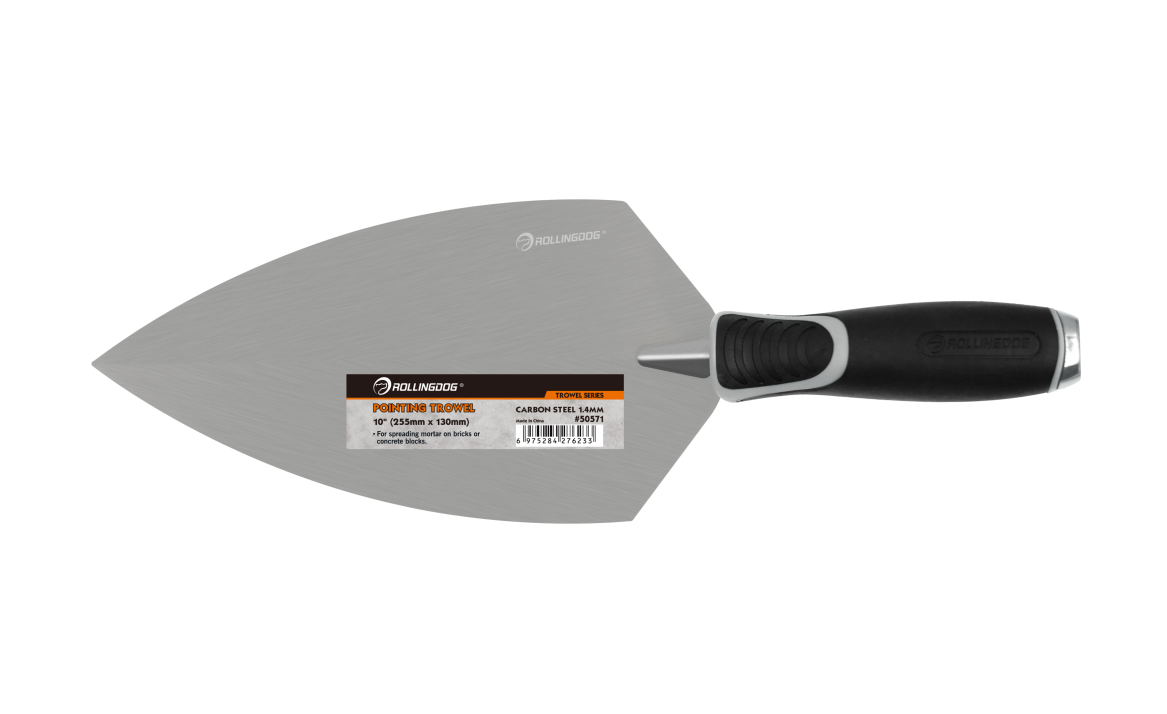 Durable carbon steel pointing trowel with 10 inch blade