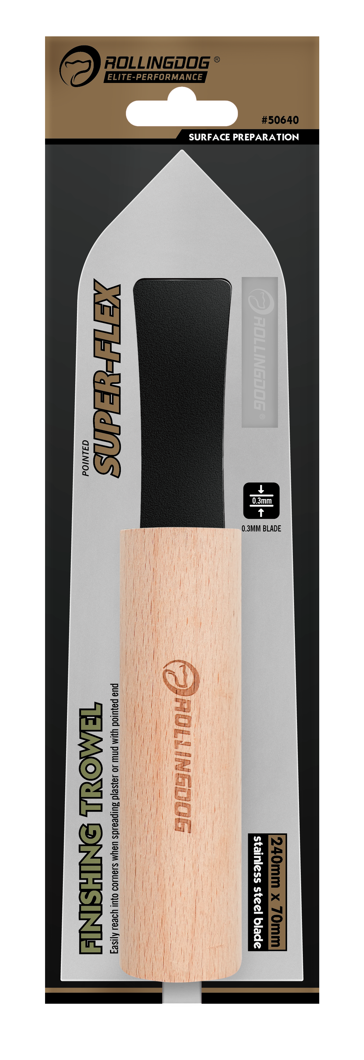 ROLLINGDOG USA SUPER-FLEX Finishing Trowel – 9.5" 301 Stainless Steel Blade (Multiple Options) | Application View | Pro To...