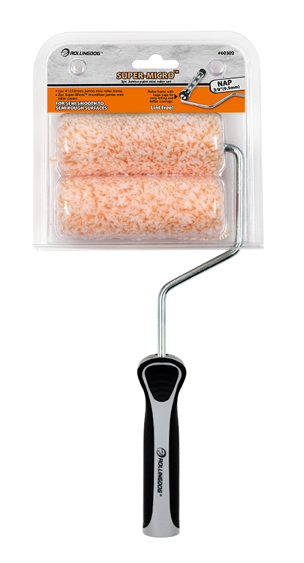ROLLINGDOG USA SUPER-MICRO™ Jumbo Mini Roller Set – 4″ Microfiber for Smooth Surfaces (3PC or 7PC Options) | Application V...