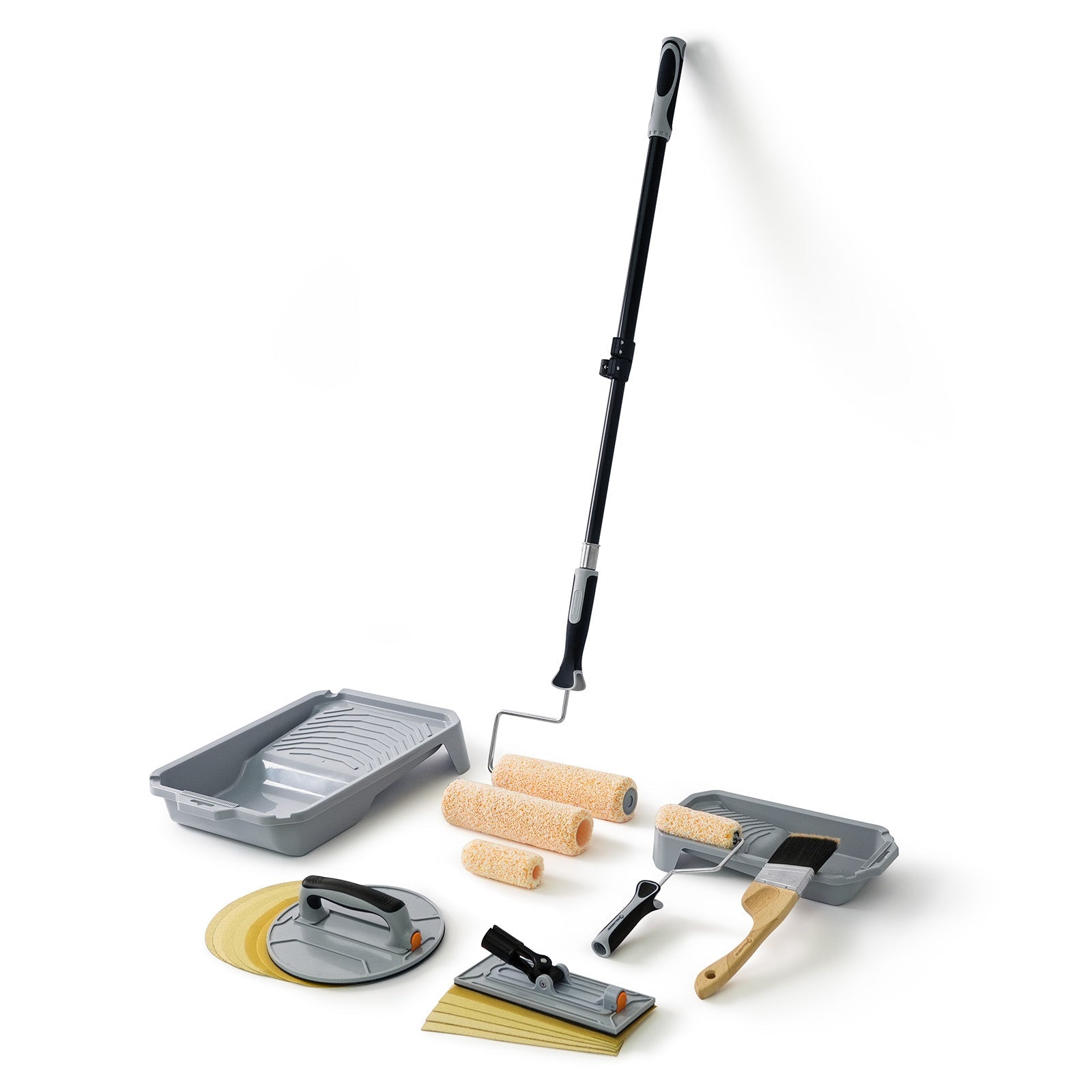ROLLINGDOG USA 26-PC Wall Sanding & Painting Set – Complete Kit with Rollers, Brush, Sanders & Extension Pole | Detail Vie...