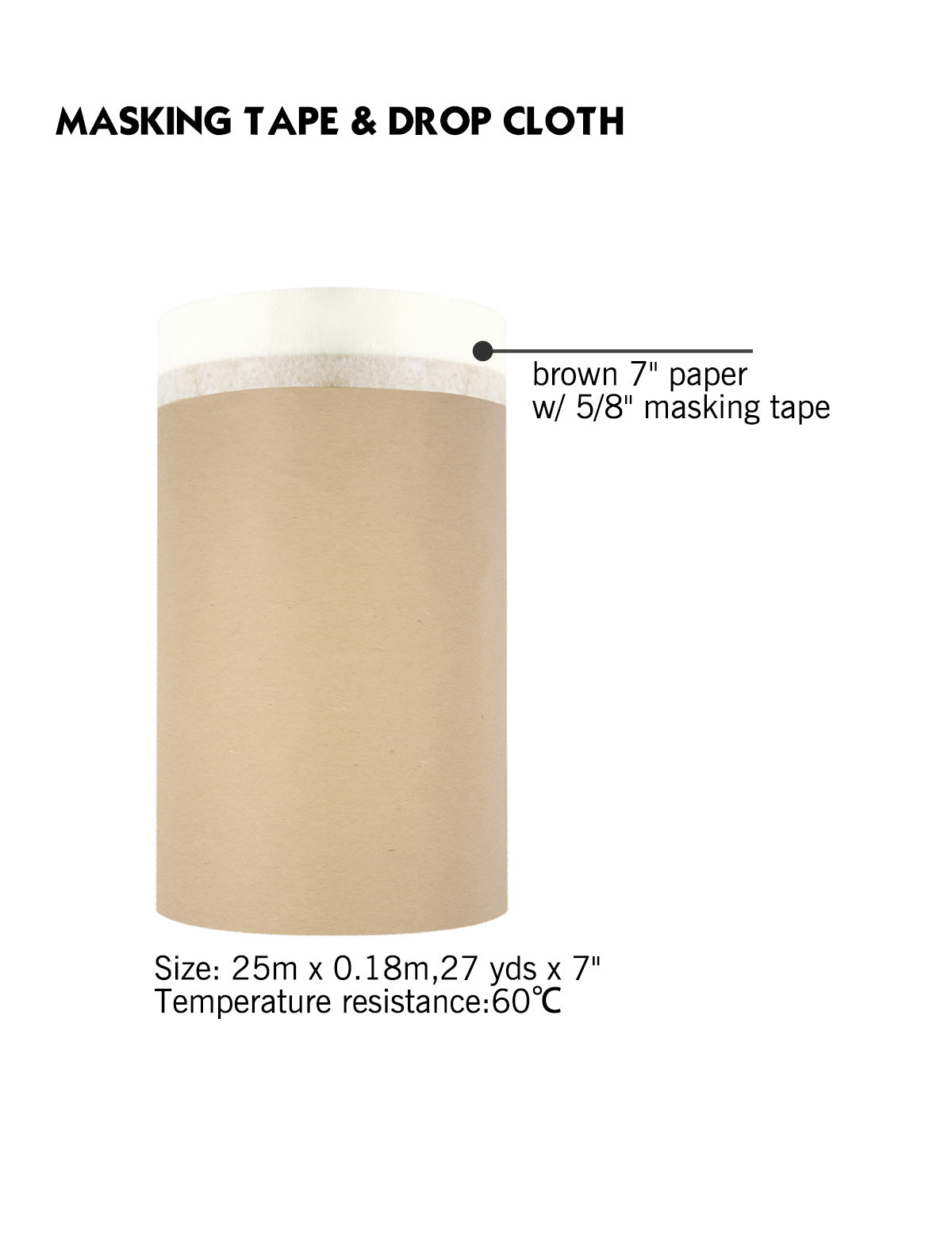 80047-Roll of masking tape with attached drop cloth for painting projects
