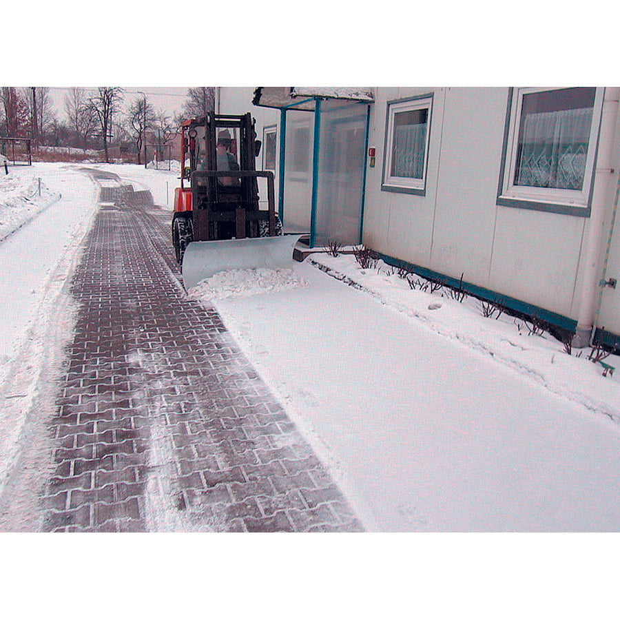 Weha ForkLift Snow Plow Attachment with Angle Adjustment | Application View | clean floors | Pro Tool Haus