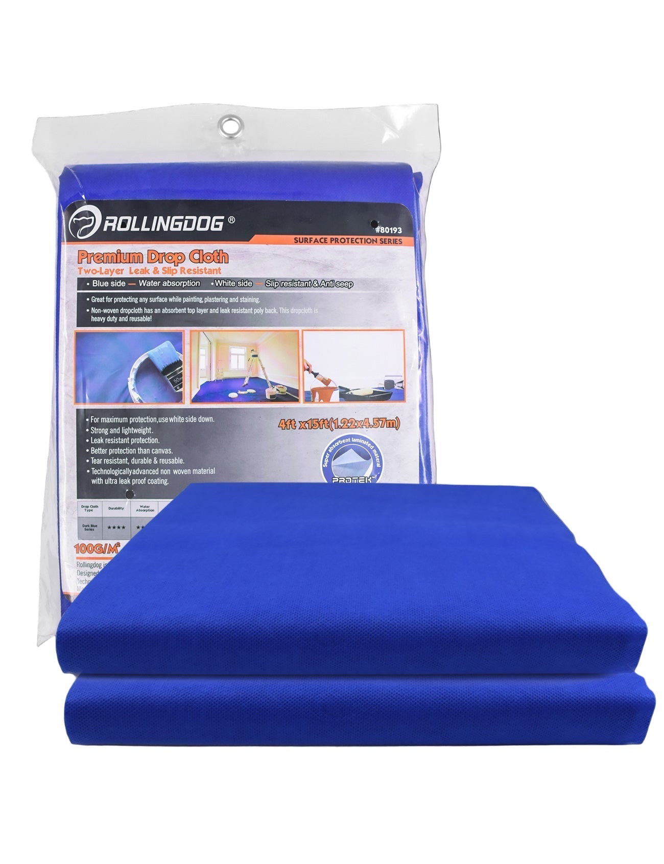 80193-Dual-layer drop cloth with absorption and leak-proof protection